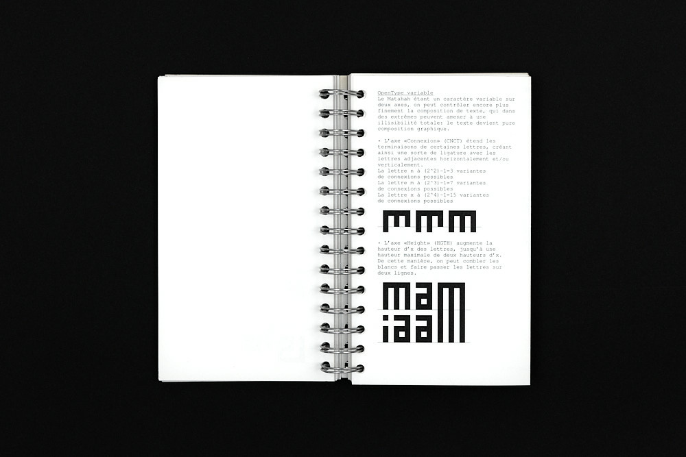 Pages intérieures du specimen du caractère typographique Matahah 4/13